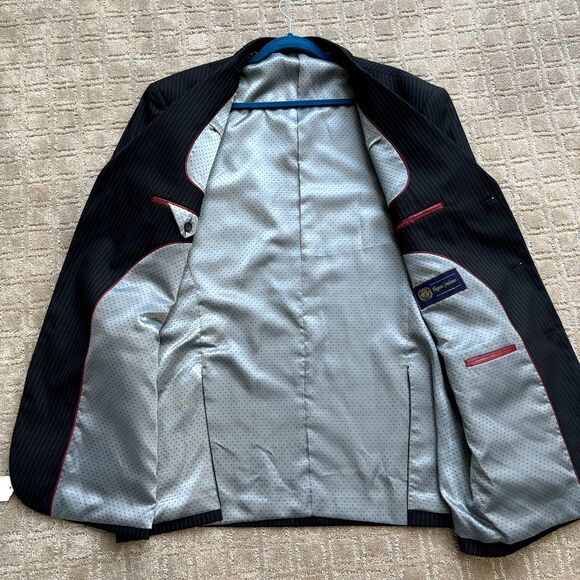 Elegante Gentiluomo Italiana Collezione Blazer Jacket Men’s 46L Black Pin Stripe - Picture 4 of 9